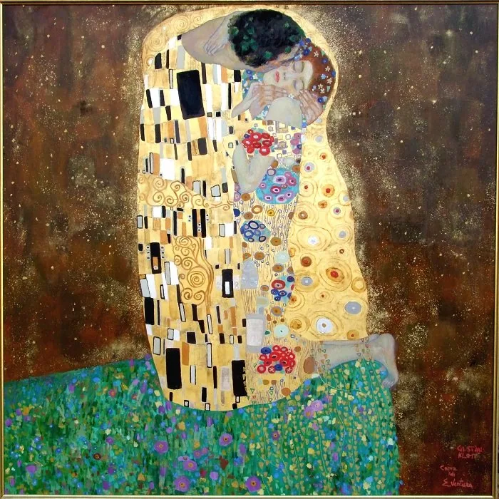 Il bacio da klimt foglia doro, opera di Emilio Ventura