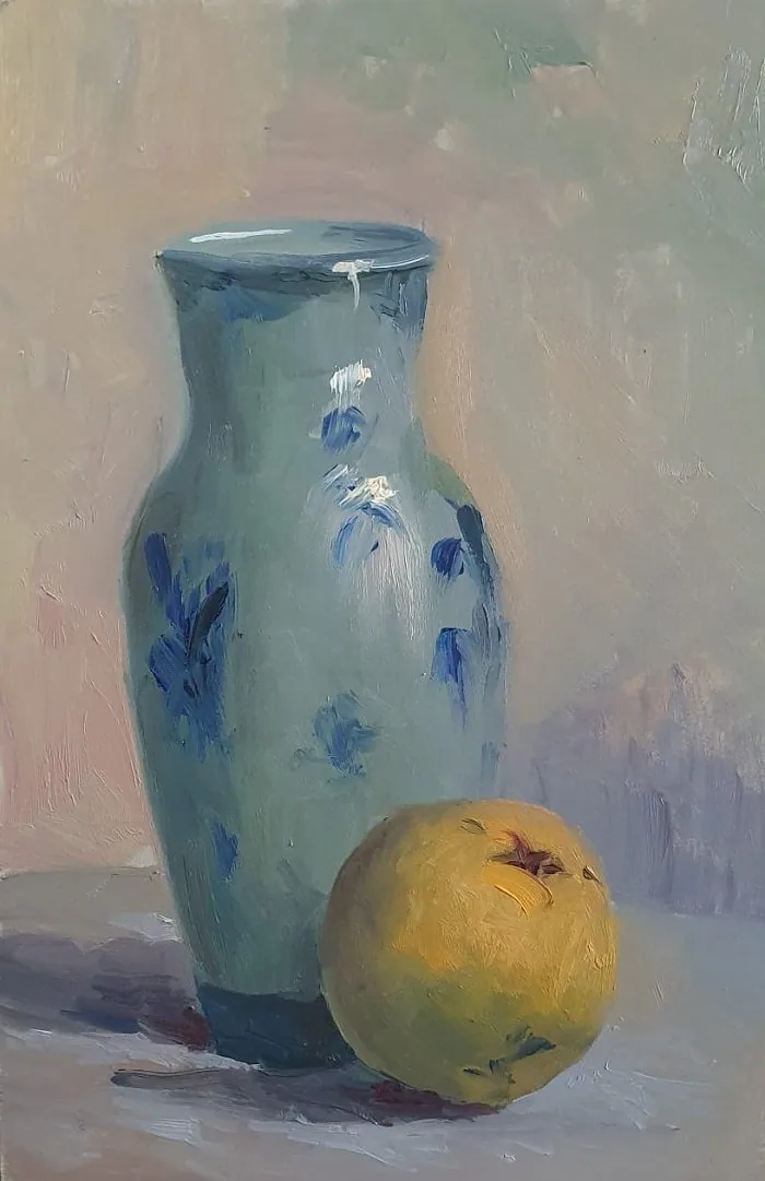 Natura silente . olio su tavoletta, opera di Emilio Ventura