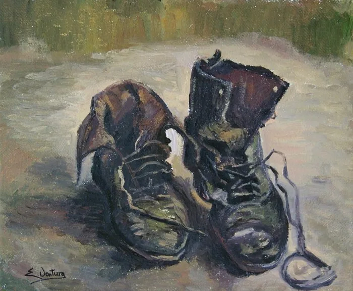 Da van gogh scarponi 37cm x 45cm, opera di Emilio Ventura