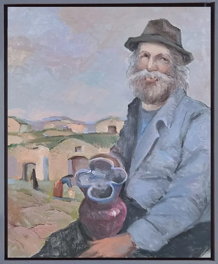 Vecchietto ai palmenti, opera di Emilio Ventura