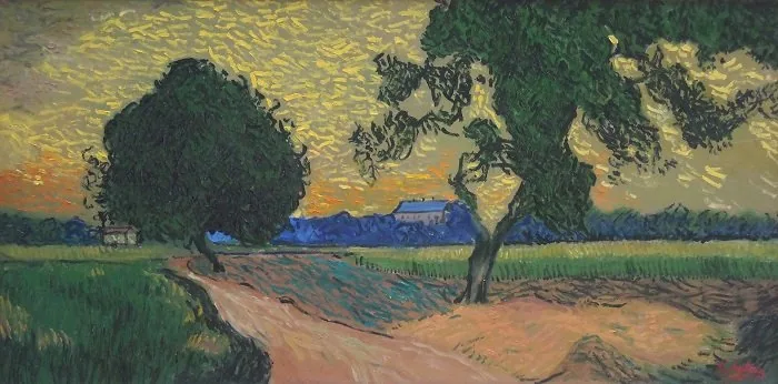 Paesaggio al tramonto da van gogh, opera di Emilio Ventura