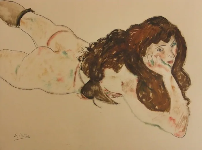 Di egon schiele nudo femminile prono, opera di Emilio Ventura