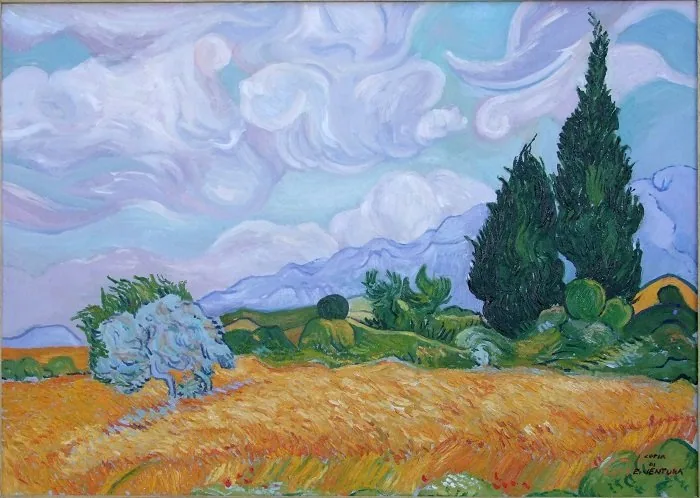 Campo di grano con cipressi da van gogh, opera di Emilio Ventura