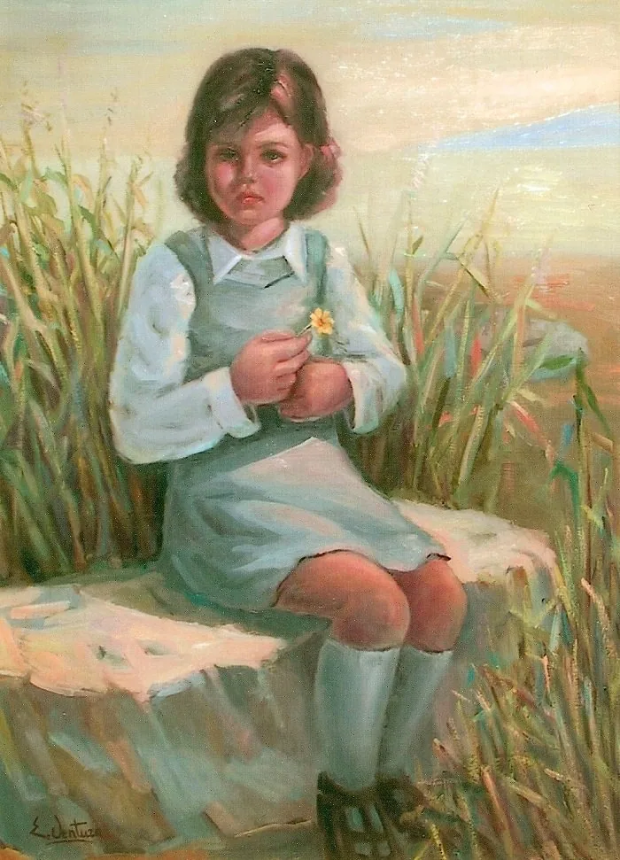 Bimba in riva al mare, opera di Emilio Ventura