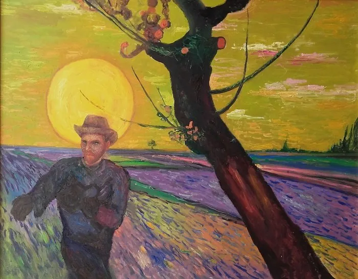 Van gogh che semina in un suo, opera di Emilio Ventura