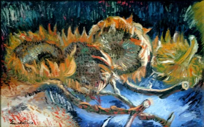 Quattro girasoli appassiti da van gogh, opera di Emilio Ventura