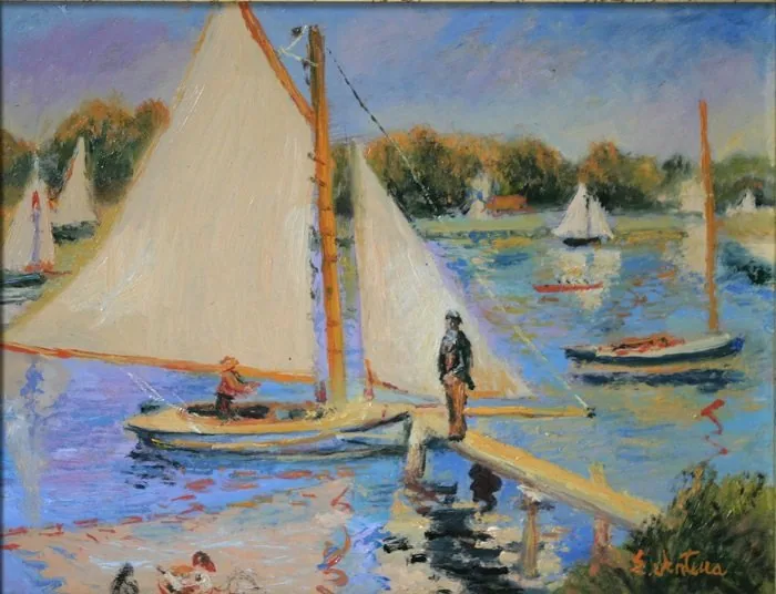 Barche vela ad argeteuil da renoir, opera di Emilio Ventura