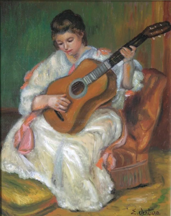 Di renoir donna che suona la chitarra, opera di Emilio Ventura